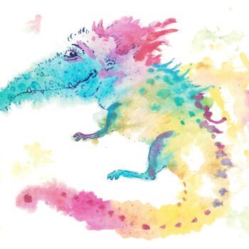 Schilderij getiteld "female crocodile" door Rostislav Kravtsiv, Origineel Kunstwerk, Aquarel