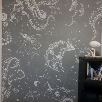 Schilderij getiteld "Map of the right he…" door Rostislav Kravtsiv, Origineel Kunstwerk, Acryl