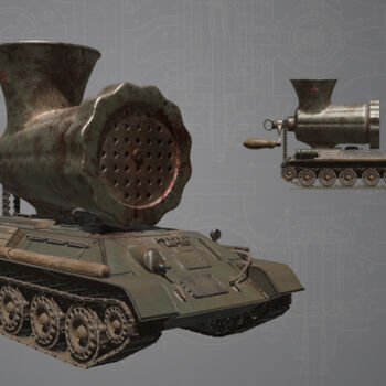 Digitale Kunst getiteld "Cannon fodder" door Rostislav Kravtsiv, Origineel Kunstwerk, 3D-modellering