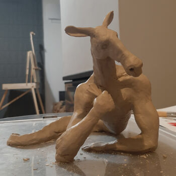 Sculptuur getiteld "Merman" door Rostislav Kravtsiv, Origineel Kunstwerk, Klei