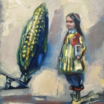 Ζωγραφική με τίτλο "Uzbek Girl and The…" από Irina Sergeyeva, Αυθεντικά έργα τέχνης, Λάδι Τοποθετήθηκε στο Άλλος άκαμπτος πί…