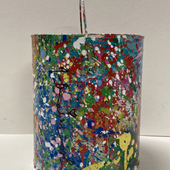 Rzeźba zatytułowany „Splash Paint Bucket” autorstwa Mr. Brainwash, Oryginalna praca, Metale