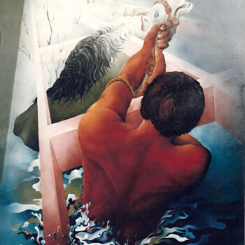 Painting titled "Le rêve de l'Atlante" by Gantes Stéphane, Original Artwork, Oil