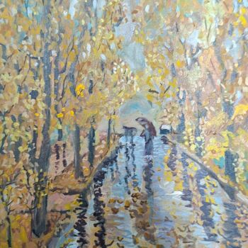 Painting titled "Осень в городе" by Sebini, Original Artwork, Oil