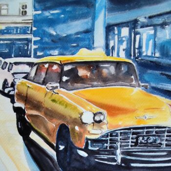 Painting titled "Belle Américaine" by Laurent Lancry, Original Artwork, Watercolor