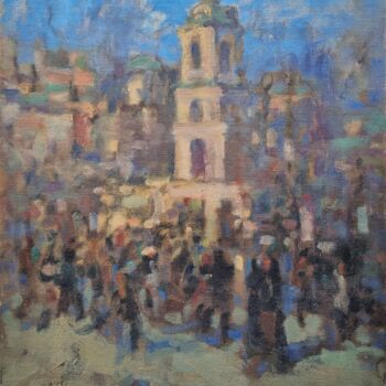 Peinture intitulée "После воскресной сл…" par Anatolij Goncarenko, Œuvre d'art originale, Huile Monté sur Carton
