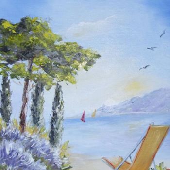 Peinture intitulée "au lac" par Géraldine Streichert, Œuvre d'art originale, Huile