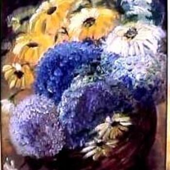 Pintura intitulada "Hortências" por Maria Lucia Pacheco, Obras de arte originais, Óleo