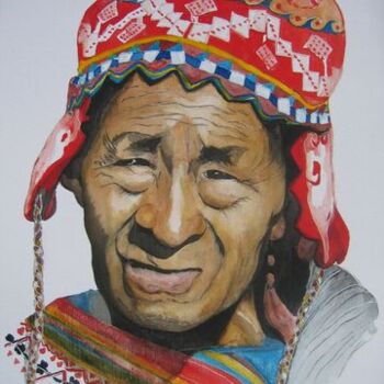 Painting titled "AU PEROU" by Michel Cendra-Terrassa, Original Artwork