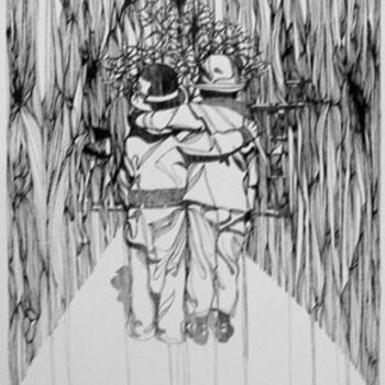 Painting titled ""FRIENDS"" by Robert C Maize, Original Artwork