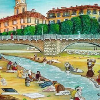 Peinture intitulée "les bugadieres (Nic…" par Rose Calvino, Œuvre d'art originale