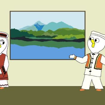 Drawing titled "Mountain Songs" by Kai-Yu Sun, Original Artwork