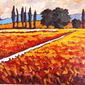 「The yellow fields」というタイトルの絵画 Rita Monacoによって, オリジナルのアートワーク, オイル