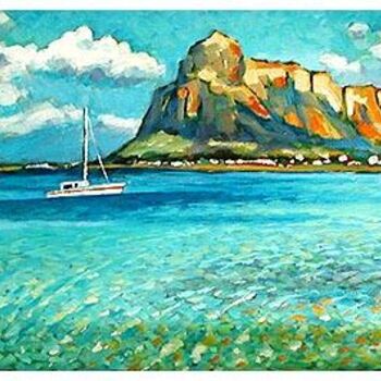 Malerei mit dem Titel "Sicilian seascape M…" von Rita Monaco, Original-Kunstwerk, Öl