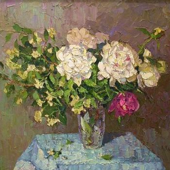 Painting titled ""Roses"" by Alexey Kamenev, Original Artwork