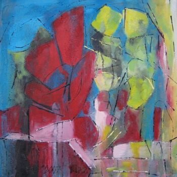 Painting titled "Ah les Fleurs !" by B.Piatti, Original Artwork, Oil