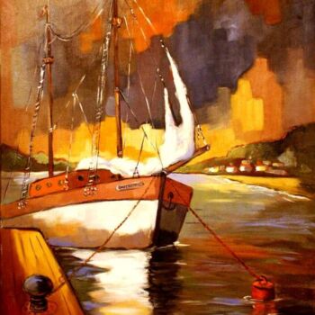 Peinture intitulée "Escale à La Réunion" par Jacky Dumergue, Œuvre d'art originale, Huile
