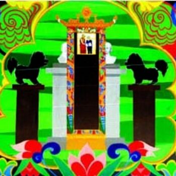 Peinture intitulée "The Pillars" par Kalsang Dickyi, Œuvre d'art originale