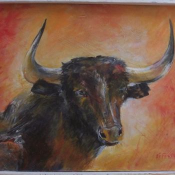 Peinture intitulée "taureau!" par Anne-Frédérique Ferret, Œuvre d'art originale
