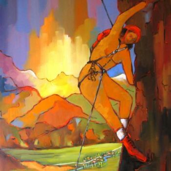 Peinture intitulée "Escalade sans verti…" par Jacky Dumergue, Œuvre d'art originale, Huile