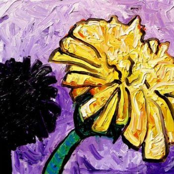 Painting titled "DANDELION AGAINST A…" by Pat Moffatt, Original Artwork