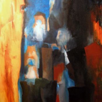 Peinture intitulée "nuit dans la grange" par Noëlle Dauby, Œuvre d'art originale