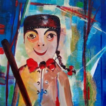 Peinture intitulée "Guignol: ce héros b…" par Anne-Frédérique Ferret, Œuvre d'art originale, Huile