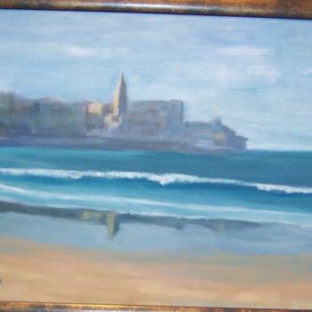 Painting titled "anochecer en la pla…" by Blanca Alvarez, Original Artwork