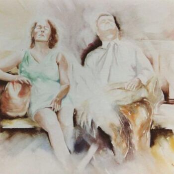 Peinture intitulée "soleil d'hiver" par Martial Bidard, Œuvre d'art originale, Aquarelle