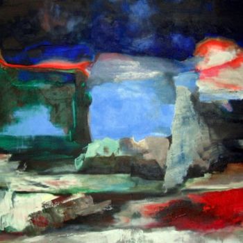 Peinture intitulée "memoire d'une plaine" par Noëlle Dauby, Œuvre d'art originale