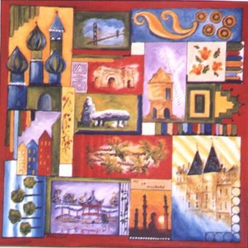 Painting titled "ici et ailleurs" by Géraldine Streichert, Original Artwork, Oil