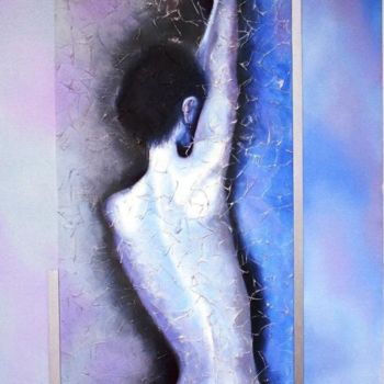 Painting titled "Water" by Geeta Vadhera, Original Artwork, Oil Mounted on Wood Stretcher frame