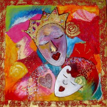 Painting titled "la femme et l'enfant" by Armelle Colombier, Original Artwork, Acrylic