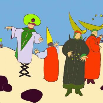 Disegno intitolato "The procession" da Rob Arbouw, Opera d'arte originale, Altro