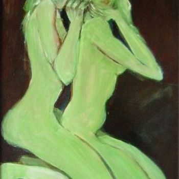 Painting titled "Twice green fnp20" by Richard Herr, Original Artwork, Acrylic