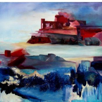 Peinture intitulée "chateau rouge" par Noëlle Dauby, Œuvre d'art originale