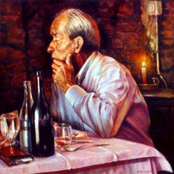 Painting titled "Il vecchio Contadino" by W. A. Di Bolgherese, Original Artwork