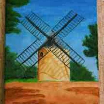 Peinture intitulée "Ramatuelle Moulin d…" par Jean Guyou, Œuvre d'art originale, Huile