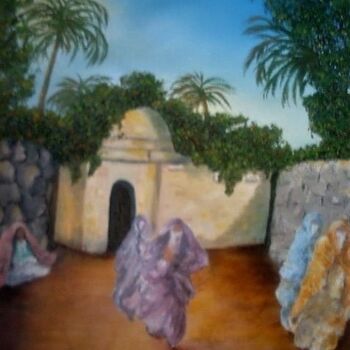 Painting titled "LEAVING L'OASIS" by L'Orientaliste, Original Artwork, Oil