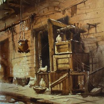 Painting titled "Pigeon" by Kishore Singh, Original Artwork