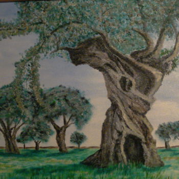 Painting titled "l,olivier" by Daniel Nobécourt, Original Artwork, Oil