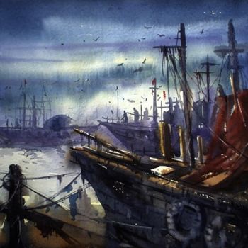 Painting titled "Boath" by Kishore Singh, Original Artwork