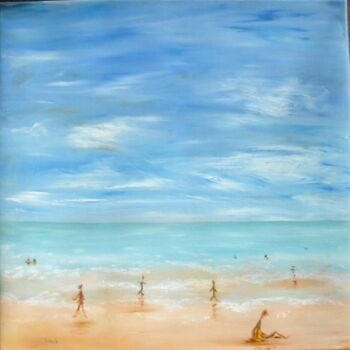 Painting titled "La plage" by Elisa Cook Benbassat Bassat, Original Artwork, Oil