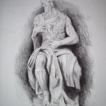 Drawing titled "moise" by Farid Ait Aoudia, Original Artwork