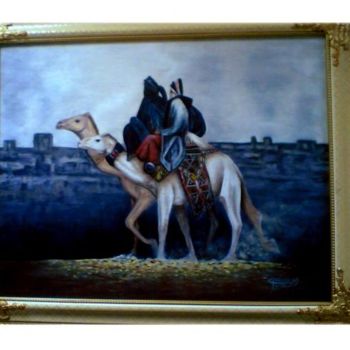 Peinture intitulée "l'homme de sahra" par Mounirart, Œuvre d'art originale