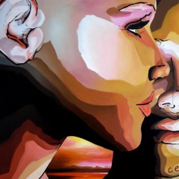Painting titled "Chuchotements" by Cebarre, Original Artwork, Oil