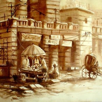 Painting titled "Calcatta,City of jo…" by Kishore Singh, Original Artwork
