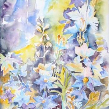 Peinture intitulée "FLEURS DU MARAIS" par Jany, Œuvre d'art originale, Huile