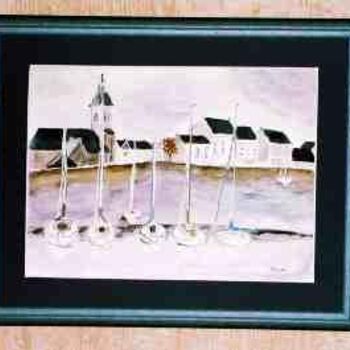 Peinture intitulée "Bord de mer en Bret…" par Jean Guyou, Œuvre d'art originale, Huile