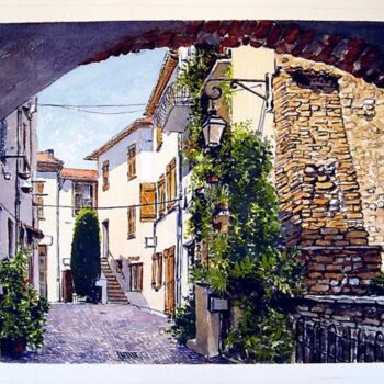 Peinture intitulée "Ruelle à st Laurent…" par Marcel Boos, Œuvre d'art originale